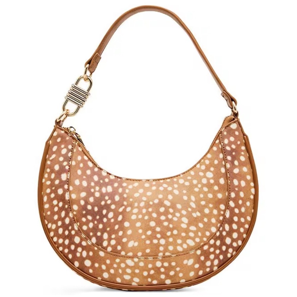 Steve Madden Lohani Dotted Brown Fawn Deer Print Crescent Hobo Shoulder Bag